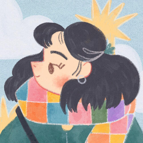 Digital illustration. The two little witches of the game are performing witchcraft on their frog plushie in their cozy home.